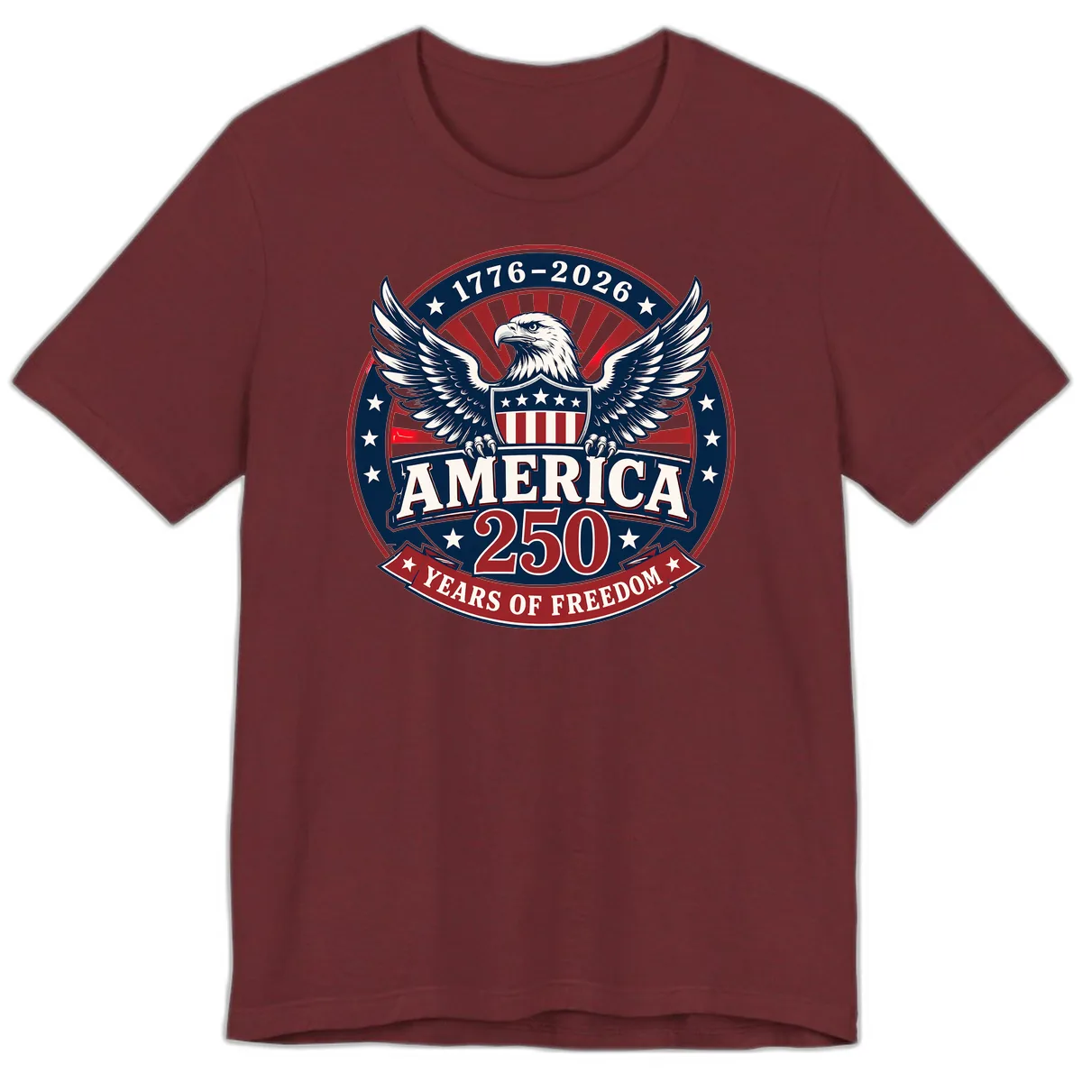 America 250 Years Of Freedom Celebration Premium T-Shirt in Heather Cardinal